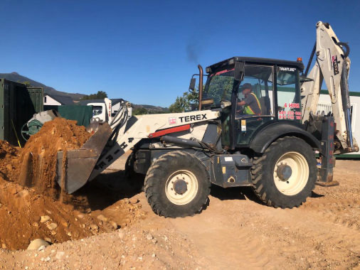 Plant hire excavator in operation